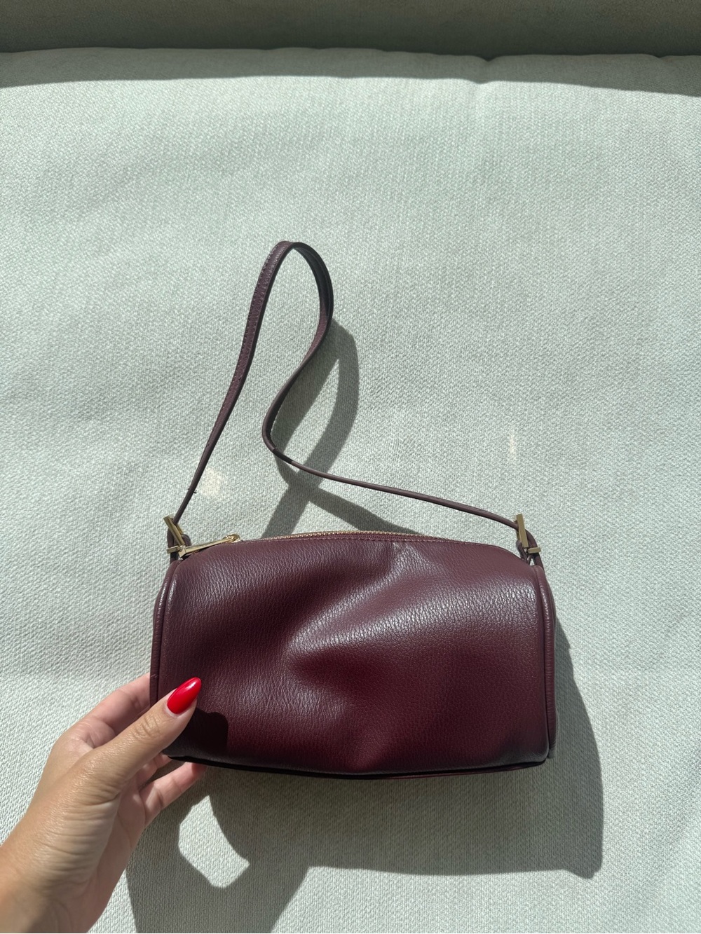 a new day Burgundy Leather Shoulder Bag